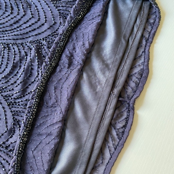 Pisarro Nights NWT Beaded Cap Sleeve Cocktail Dress Slate Purple Lined Size 2 - Picture 9 of 16